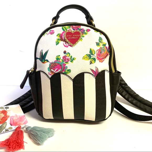 Betsey Johnson Handbags - ❤️ Betsy Johnson Floral Striped Small Backpack